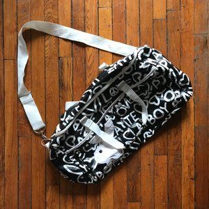 Playboy Black White Leather Pink Graffiti Playmate Love Bunny Logo Duffel Bag